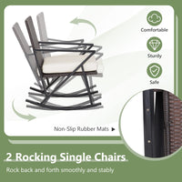 Tangkula 4 Piece Patio Rocking Furniture Set Patiojoy PE Wicker Loveseat