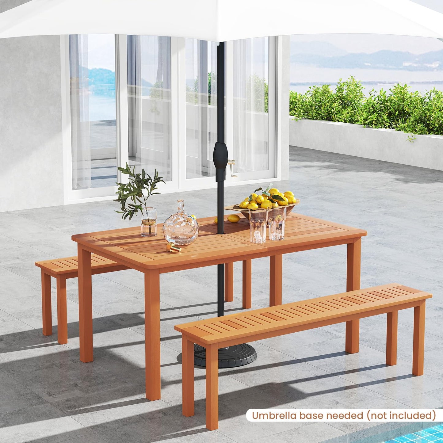 Tangkula Patio Dining Table with Umbrella Hole