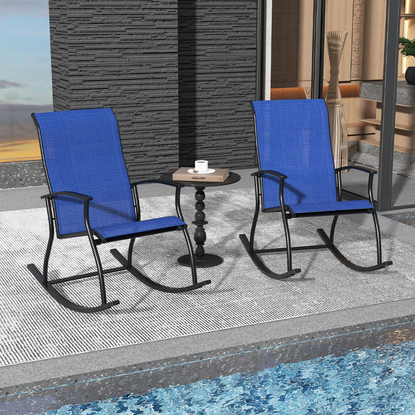 Tangkula Patio Rocking Chairs Set of 2/4, Outdoor Rocking Chair with Smooth & Safe Rocking Motion, Ergonomic Backrest