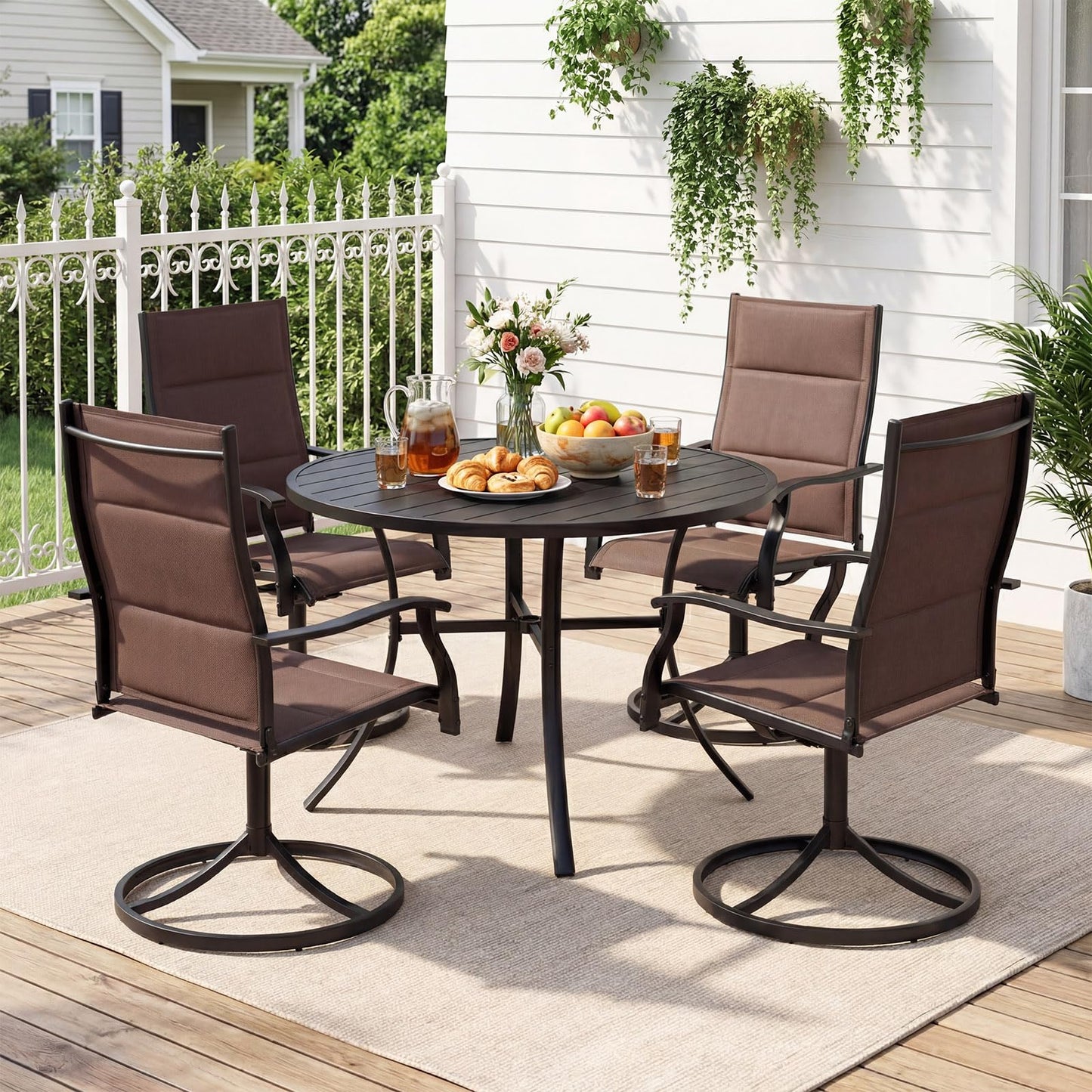 Tangkula 42.5" Round Metal Patio Dining Table for 4
