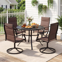 Tangkula 42.5" Round Metal Patio Dining Table for 4