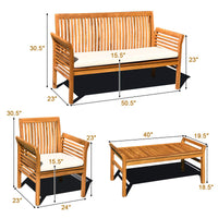 Tangkula 4 Piece Outdoor Acacia Wood Sofa Set
