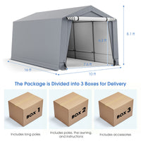 Tangkula 10x16Ft Heavy-Duty Carport, Outdoor Portable Garage with Reinforced Triangular Beams, Galvanized Steel Frame