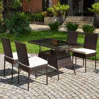 Tangkula 5 Piece Patio Wicker Dining Set for Balcony Patio Garden Poolside