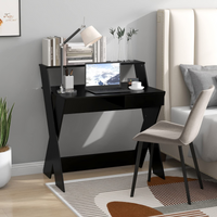 Tangkula Computer Desk with Storage Drawer, Small Writing Desk with Monitor Stand Riser