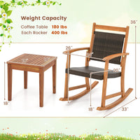 Tangkula 3 Pieces Patio Rocking Chair Set