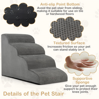 Tangkula Foam Dog Stairs for High Beds, Extra Wide & Deep Pet Ramp