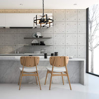 Tangkula 5 Lights Chandelier, Industrial Style Drum Shape Round Ceiling Lamp with Adjustable Hanging Chain & 5 E26 Lamp Holders