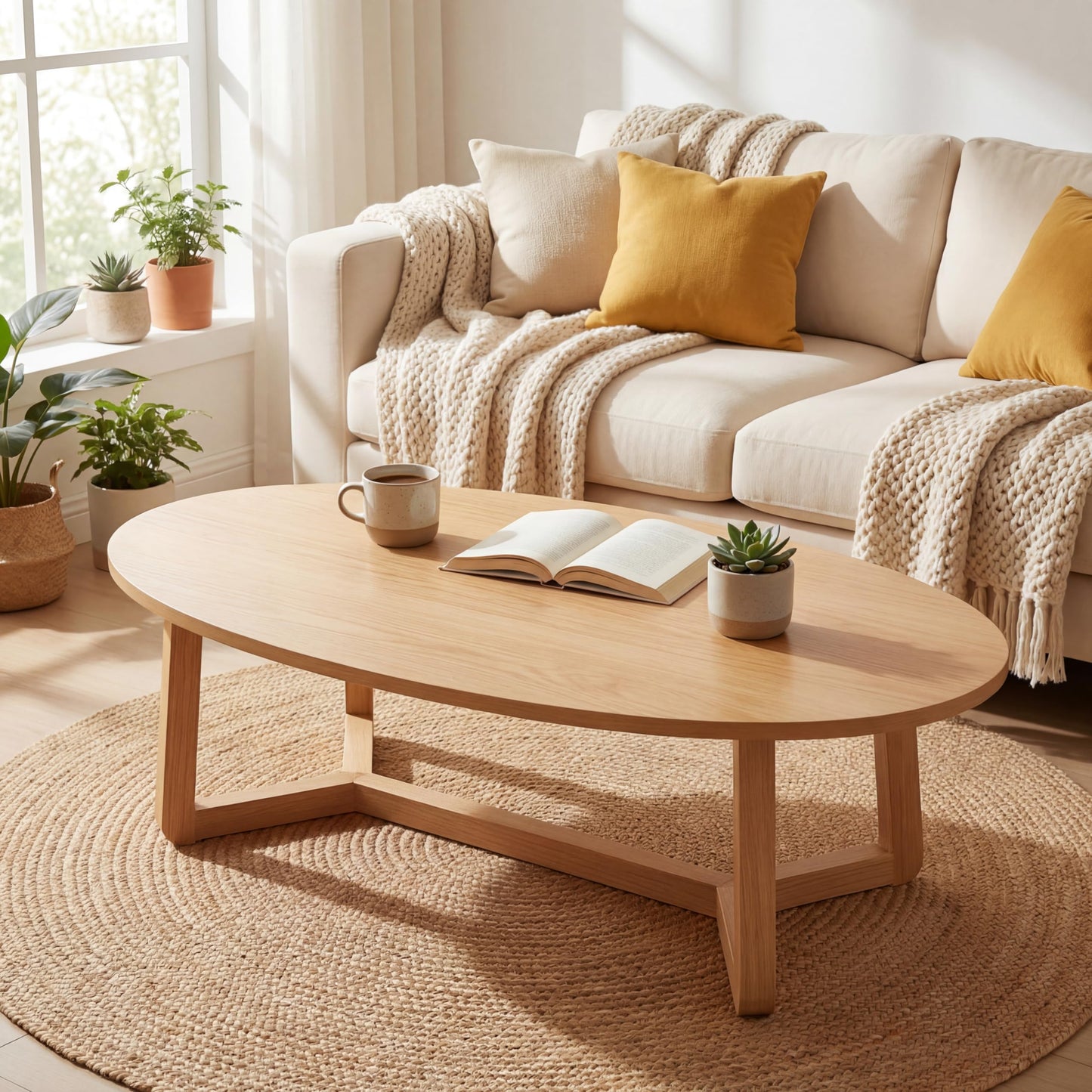 Tangkula 46" Oval Coffee Table for Living Room