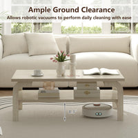 Tangkula 2 Tier Coffee Table with Large Tabletop for Living Room