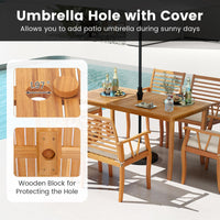 Ensemble table et chaises rembourrées d'extérieur Tangkula avec trou pour parasol de 5 cm