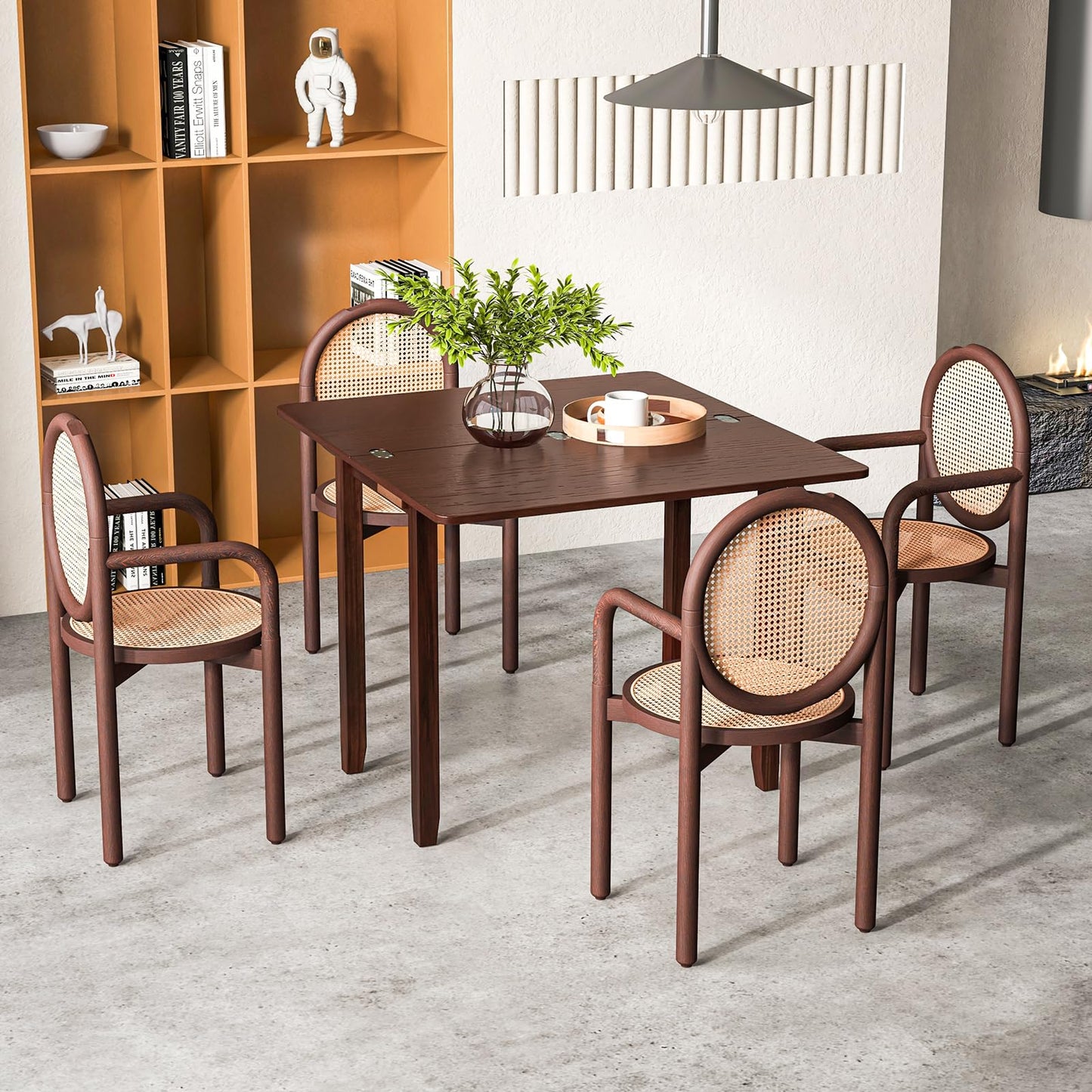Tangkula 40" Foldable Dining Table w/Solid Rubber Wood Legs
