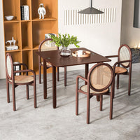 Tangkula 40" Foldable Dining Table w/Solid Rubber Wood Legs