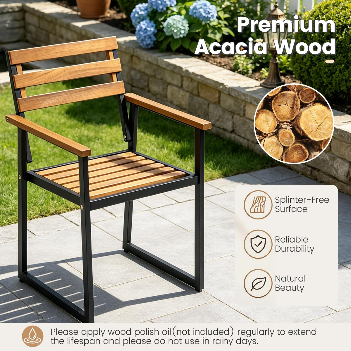 Tangkula Acacia Wood Outdoor Dining Chairs Set