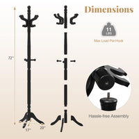 Tangkula Coat Rack Freestanding 11 Hooks and 3 Height Options for Coats
