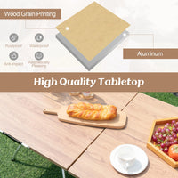Tangkula 24"x24" Folding Camping Table Set of 2, Extendable Lightweight Camp Table with Wood-Grain Tabletop
