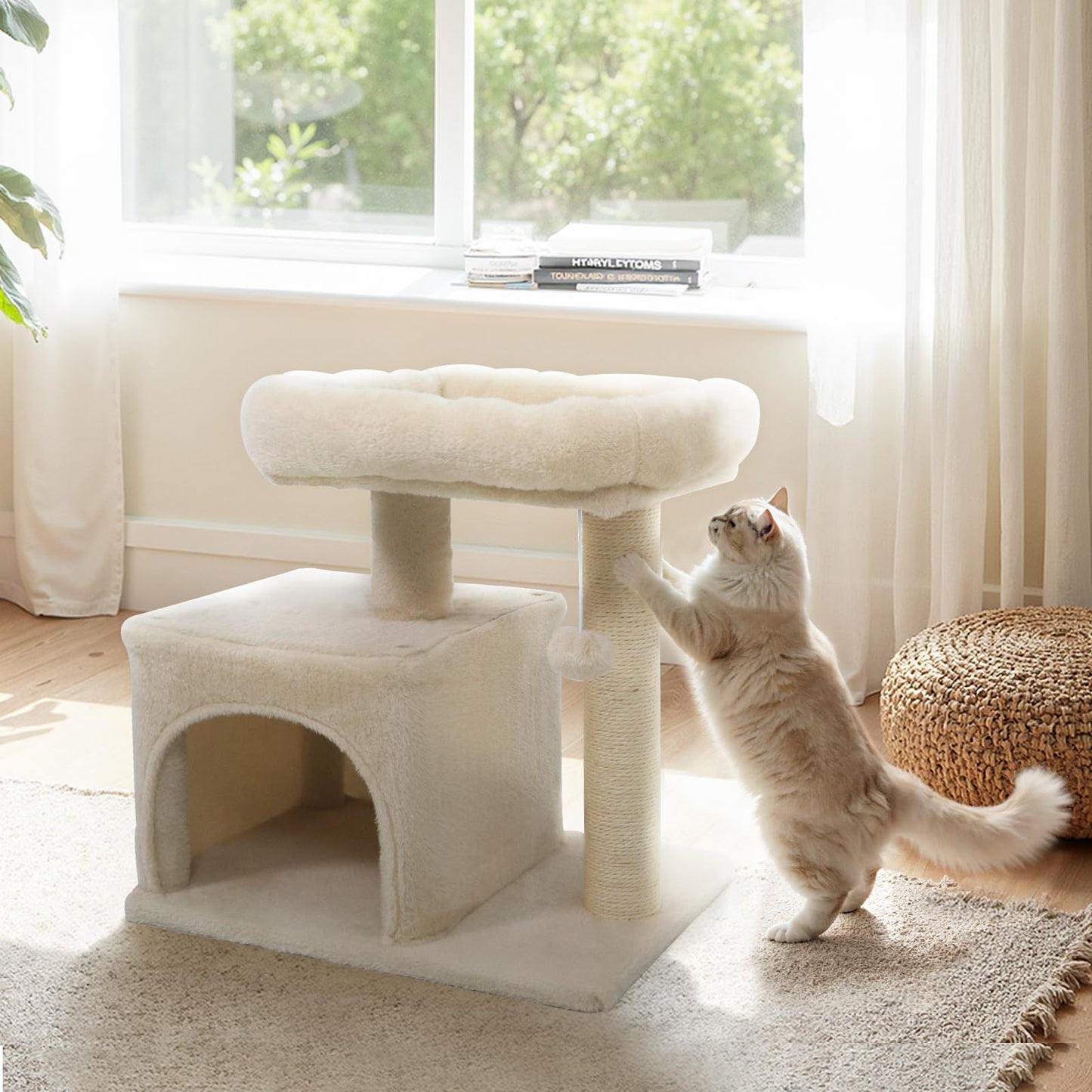 Tangkula Cat Tower with Sisal Scratching Posts for Small Spaces