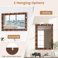 Tangkula 41.5" x 28" Farmhouse Wall Mirror, Rubber Wood Rustic Style Wall Mirror