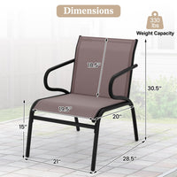 Tangkula Patio Chairs Set of 2/4/6 with Armrests for Poolside