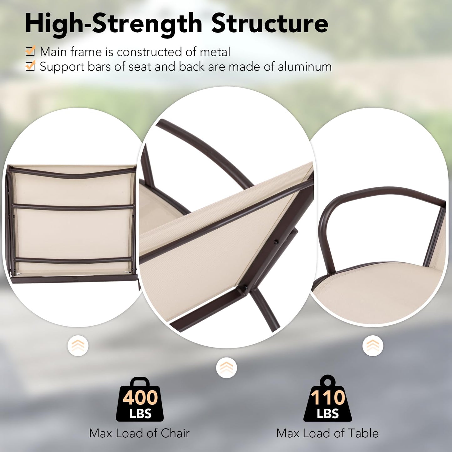 Tangkula 3 Pieces Patio Chair Set
