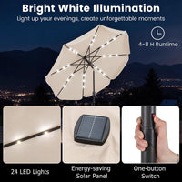 Tangkula 10 FT Solar Patio Umbrella | 2-Tiers Outdoor Scalloped Table Umbrella with 24 LED Lights