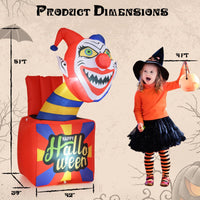 Tangkula 5 Ft Halloween Inflatable Clown with LED Lights for Indoor Outdoor Porch