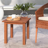 Tangkula Square Outdoor Side Table w/Slatted Tabletop