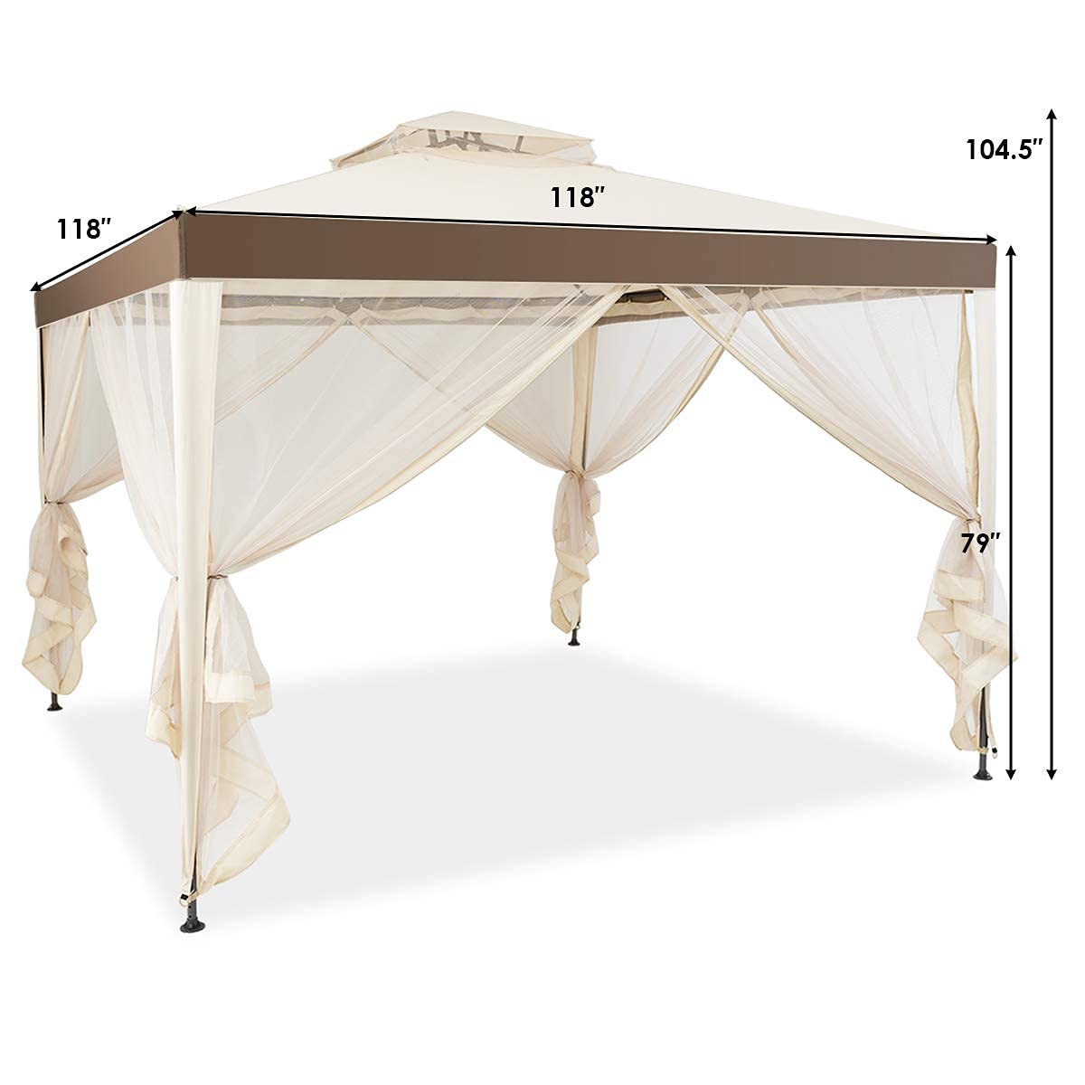 Tangkula 10'x 10' Canopy Gazebo Tent Shelter Art Steel Frame