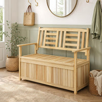 Tangkula Outdoor Wood Storage Bench for Garden