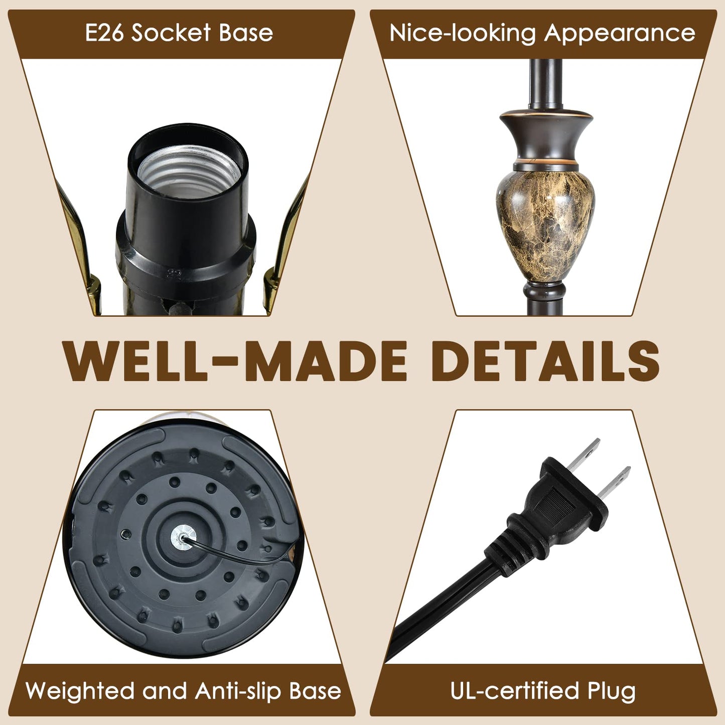 3-Piece Traditional Style Lamp Set - Tangkula