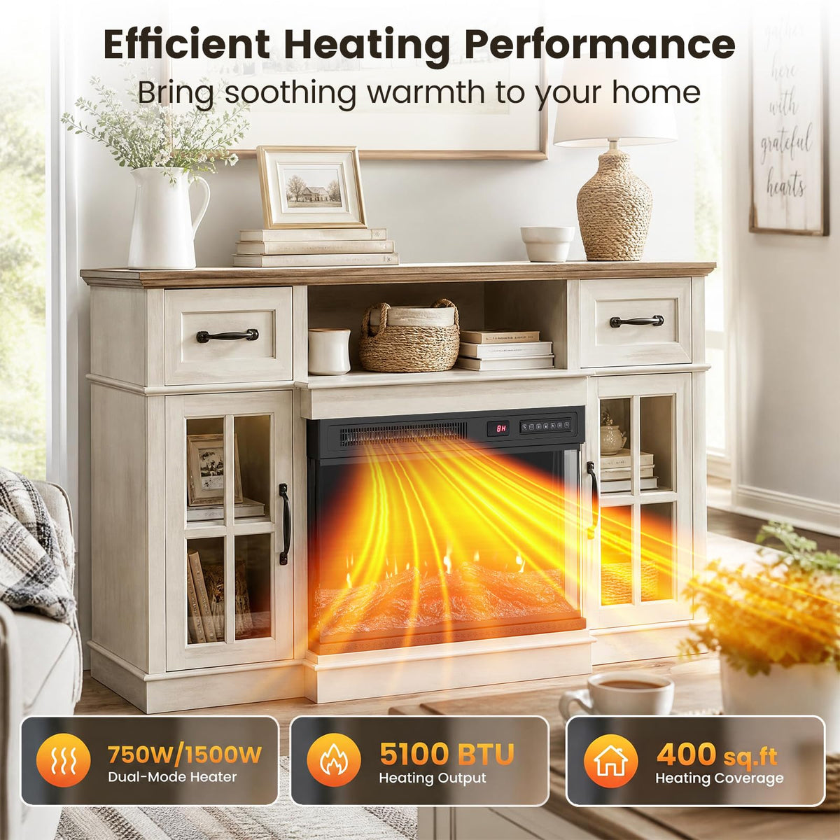 Tangkula 24/40/50/60 Inch 3-Sided Electric Fireplace with Remote