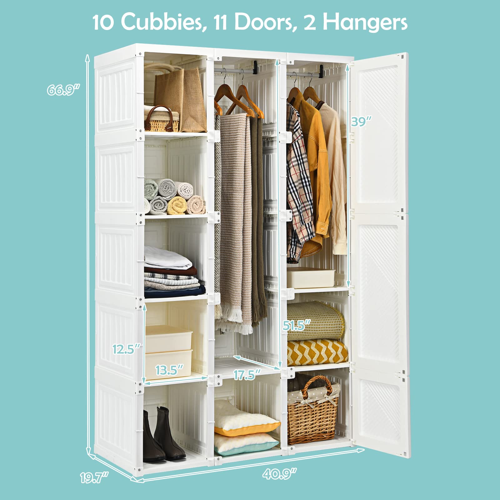 Portable Wardrobe Closet - Tangkula
