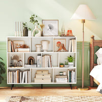 Tangkula Modern 55" L 10-Cube Bookcase with 5 Tapered Metal Legs