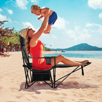 Tangkula Reclining Camping Chair with Removable Footrest