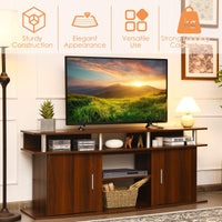 Modern TV Stand for TVs up to 70 Inches, Living Room Console Table w/2 Cabinets & Open Shelves