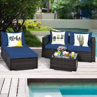 Tangkula 5 Piece Outdoor Patio Furniture Set with Glass Top Coffee Table
