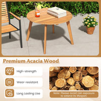 Tangkula Table d'appoint d'extérieur de 24,5 pouces en bois d'acacia, table de bistrot ronde d'appoint pour terrasse