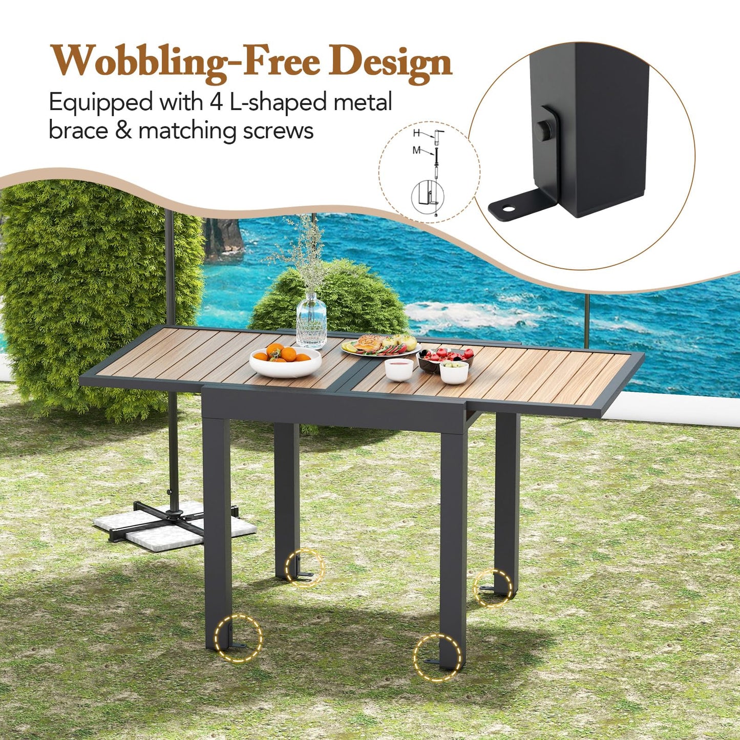 Tangkula Extendable Outdoor Dining Table Patio Dining Table