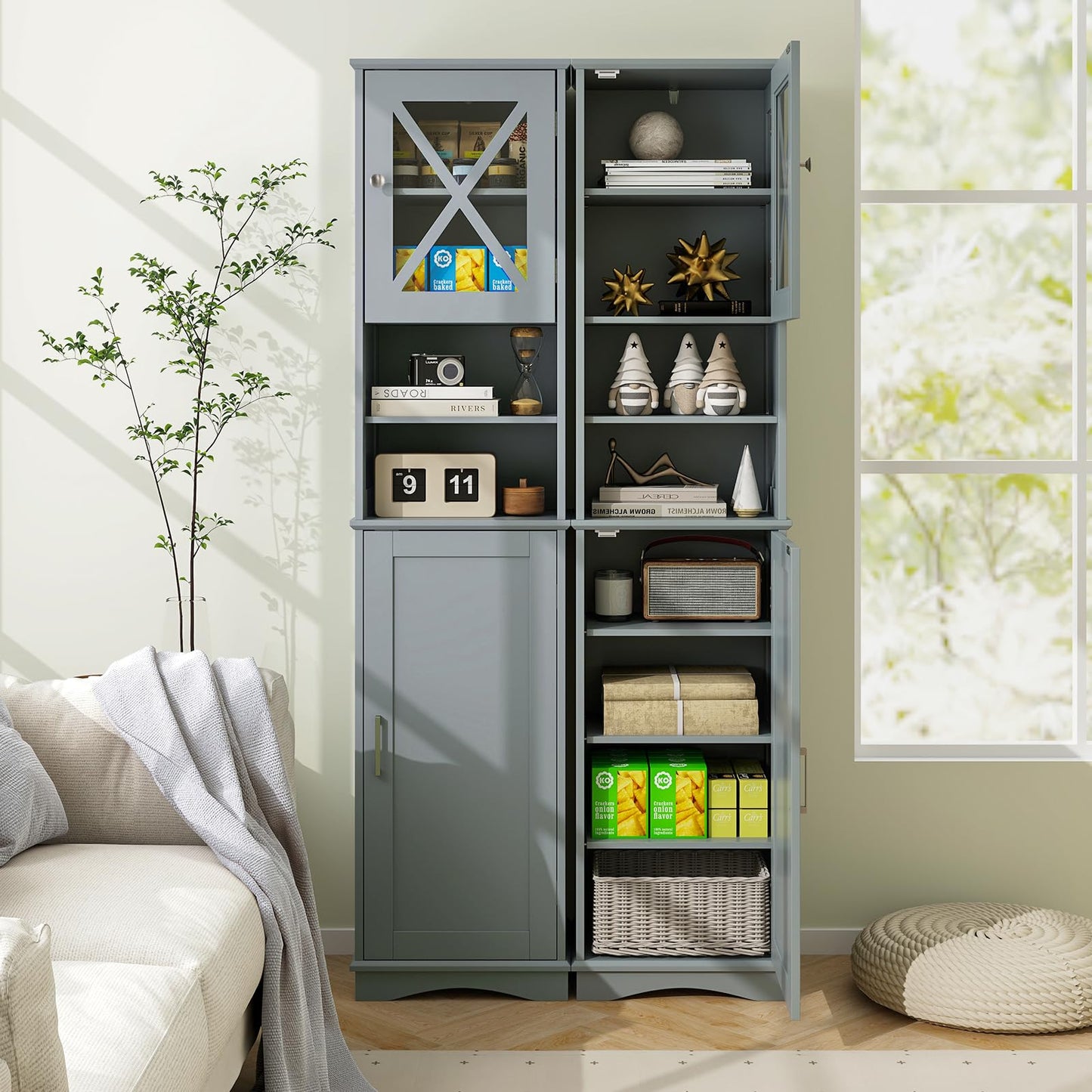 Tangkula 67" H Tall Bathroom Cabinet(15.5 x 12 x 67 Inch)