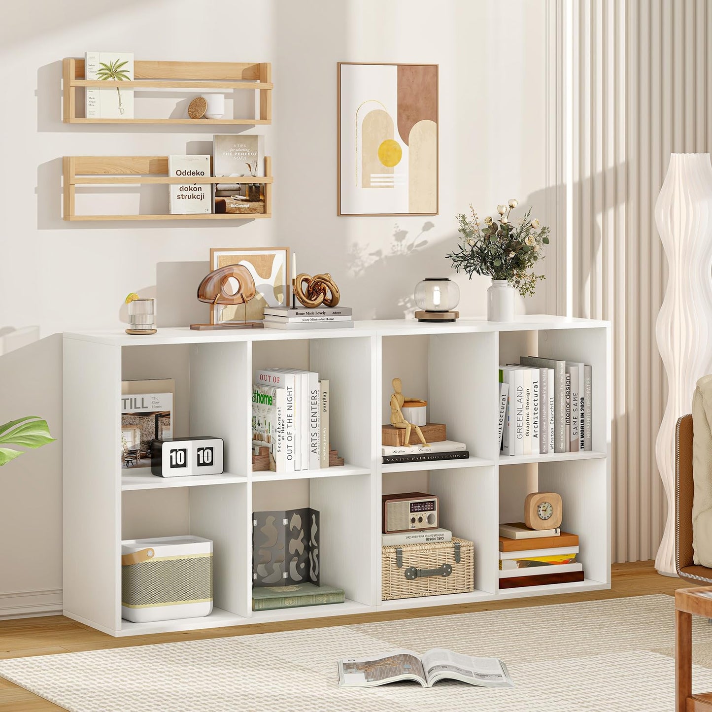 Tangkula 4-Cube Bookcase, 3-Tier Bookshelf with Open Compartments
