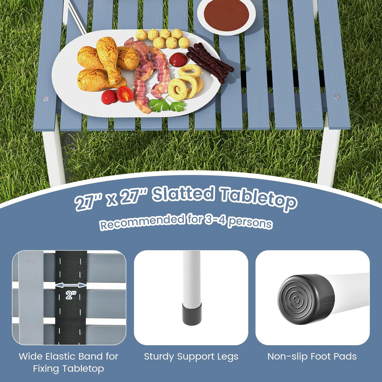 Tangkula Folding Table, Portable Picnic Table with Roll-up Tabletop, Carrying Bag
