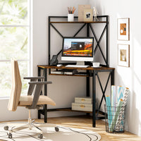 Tangkula Corner Desk with Hutch