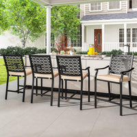 Tangkula Counter Height Patio Bar Chairs with Cushions for Garden