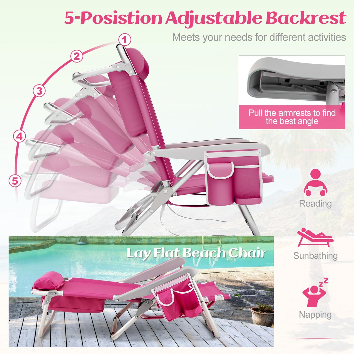 Tangkula Set of 2 Backpack Beach Chair