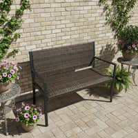Tangkula 2-Person Wicker Outdoor Bench with Soft Sponge Seat