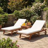 Tangkula Folding Patio Eucalyptus Wood Chaise Lounge with 5-Level Adjustable Backrest (1/2)