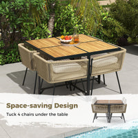 Tangkula 5 Pieces Patio Dining Set Outdoor Rectangular Table and Chairs
