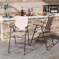 TAGNKULA Outdoor Folding Bar Stool Set of 2/4, Patio Dining Chairs, Outdoor Bar-Height Stools w/Armrests