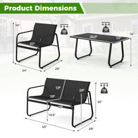 Tangkula 4/8 Piece Patio Furniture Set with Mesh Seat Fabric & Tempered Glass Tabletop
