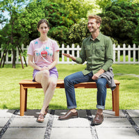 Tangkula 55" Teak Wood Bench 3-Person Backless Seating